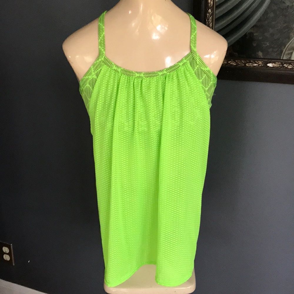 Augusta lime layered sports top/bra, new, medium